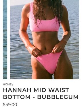 Hannah Mid Waist Bikini Bottom - Bubblegum Pink